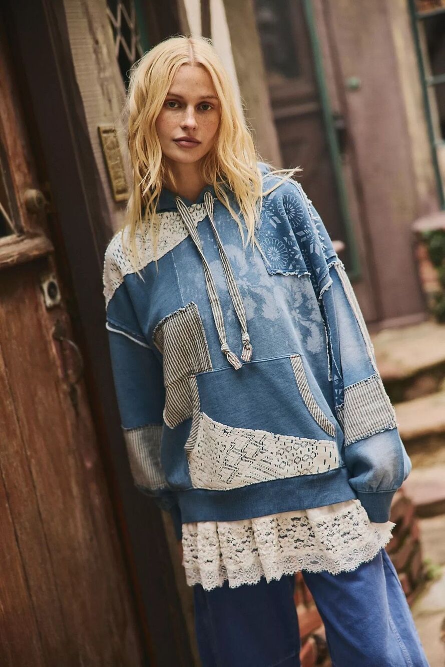 New Free People We The Free Tattered Romance Hoodie Size S
